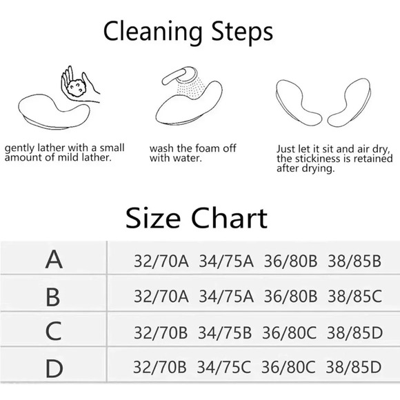 Adhesive Strapless Bras, 2 Pairs Silicone Invisible Bra Reusable, C, NWT - Picture 5 of 6